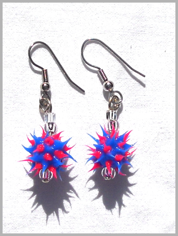 Střapaté naušnice modro-růžové